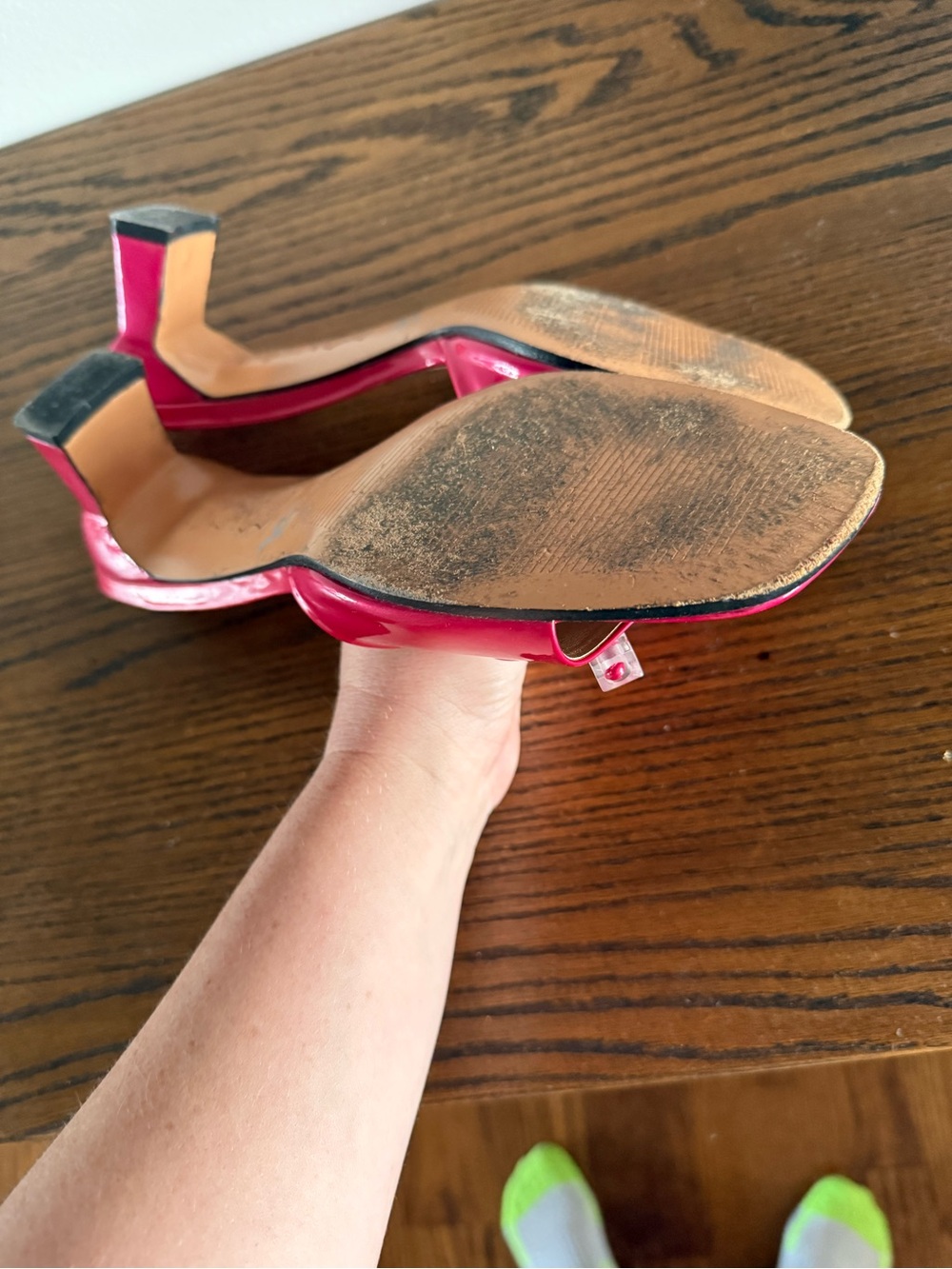 Stuart Weitzman Hot Pink Open-Toe Mule Heels with Bow - Picture 6 of 6